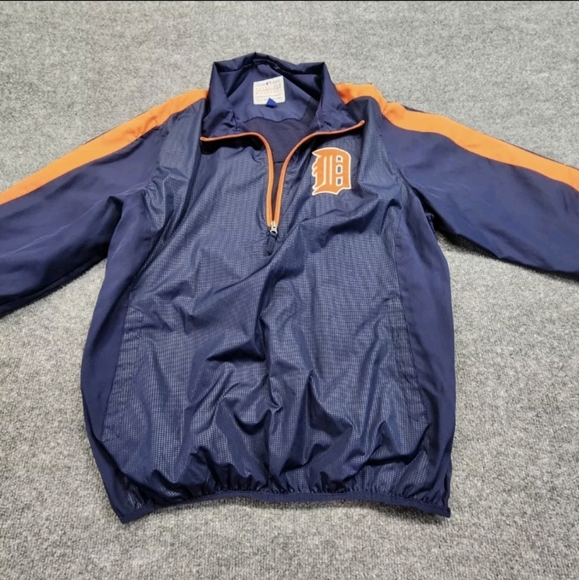 Detroit Tigers MLB Men's 1/4 Zip Pullover Windbreaker Jacket Size L Baseball - Picture 1 of 6